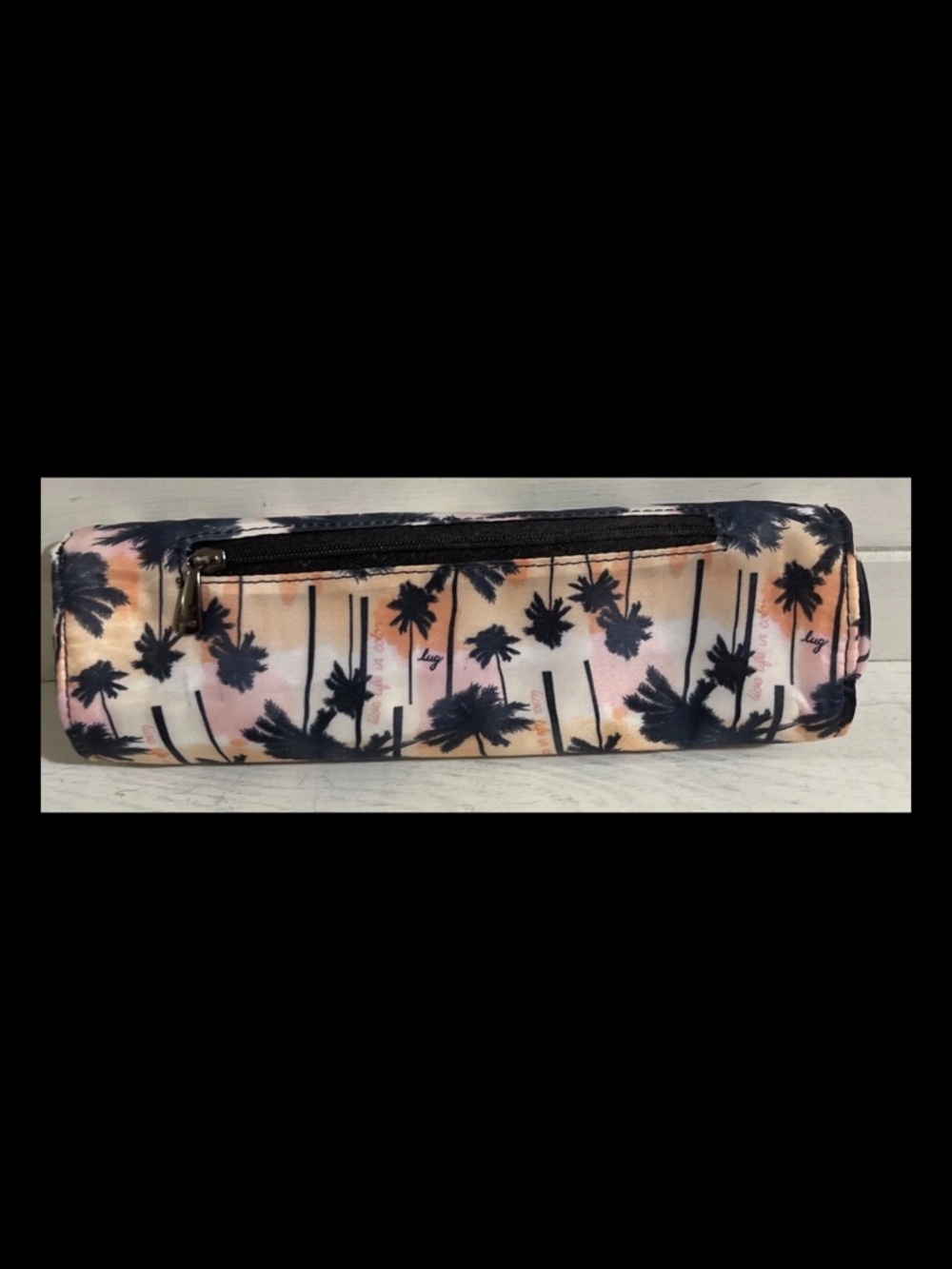 lug Palm Tree Print cosmetic Case in Peach and Black travel - Picture 4 of 4